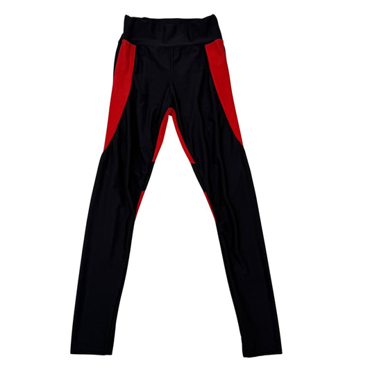 Black Red Heart Back Colorblock High Waisted Athletic Leggings Yoga Pants Small
