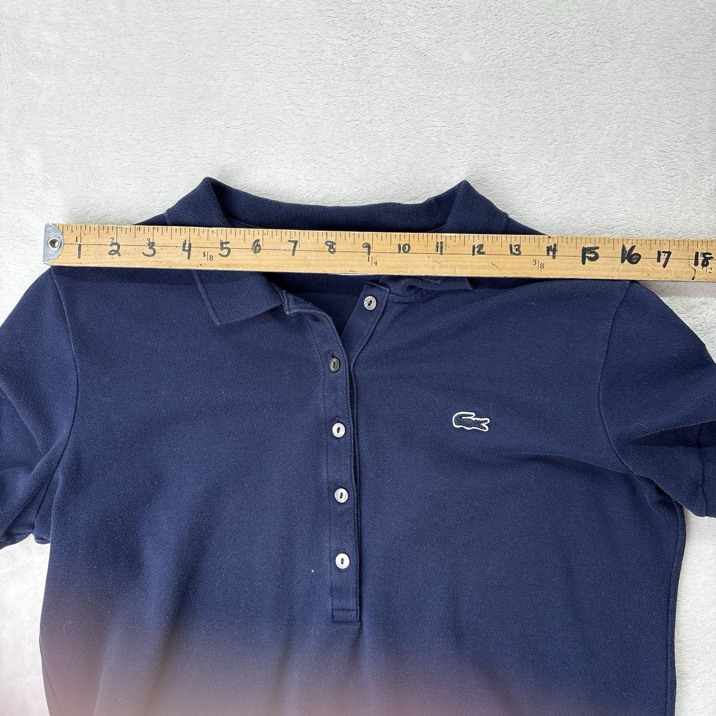 Lacoste Slim Fit Women’s Polo Shirt Navy Blue Size 42 Short Sleeve Classic Croc