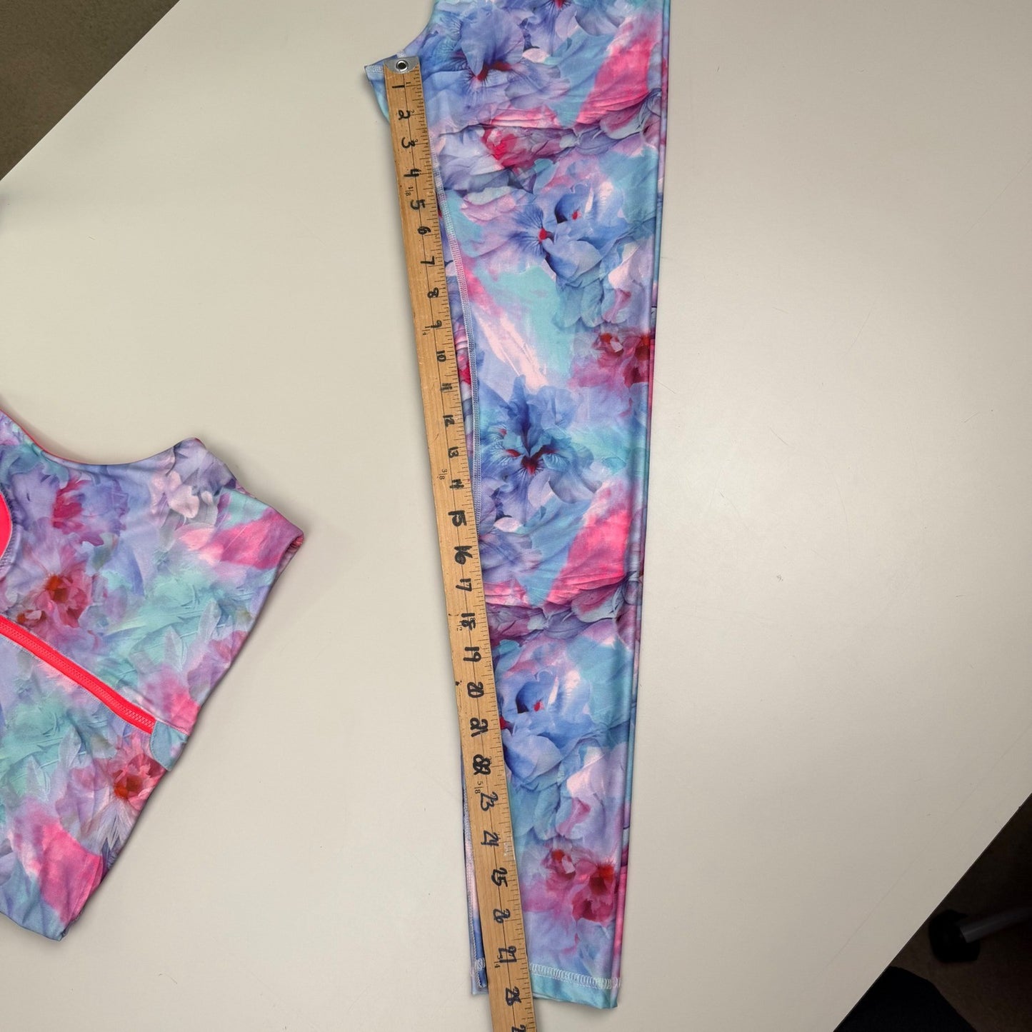 Joe Fresh Active Floral Workout Set Zip Front Bra High Waist Leggings Womens M
