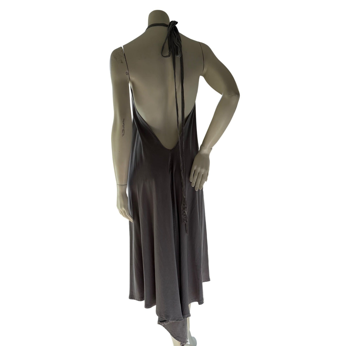 Simpłe Grey Halter Maxi Dress Fairycore Lagenlook Handmade BC OS