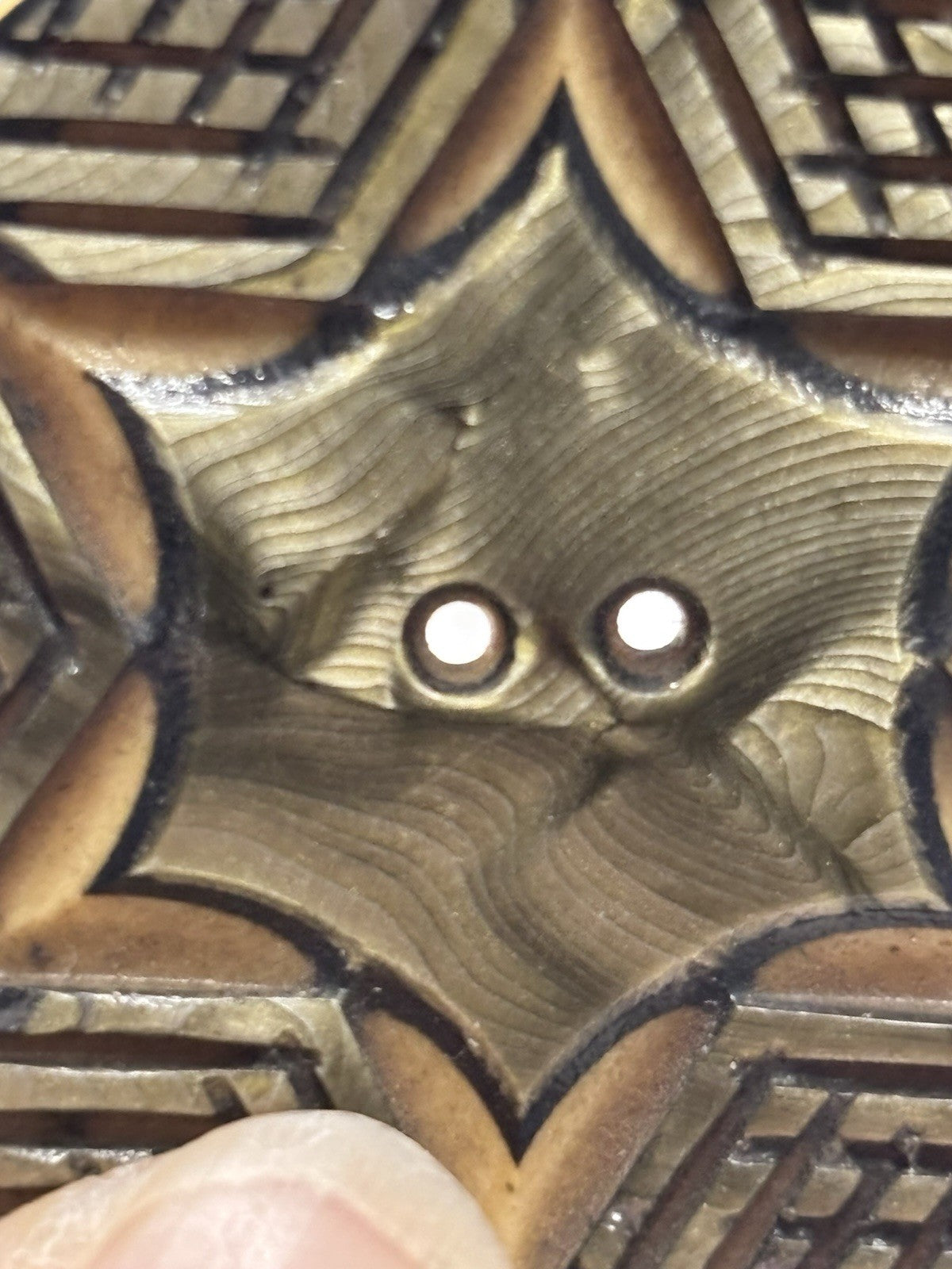 Vintage 1930s Carved Casein Button – Art Deco Star Design Large 1.5”