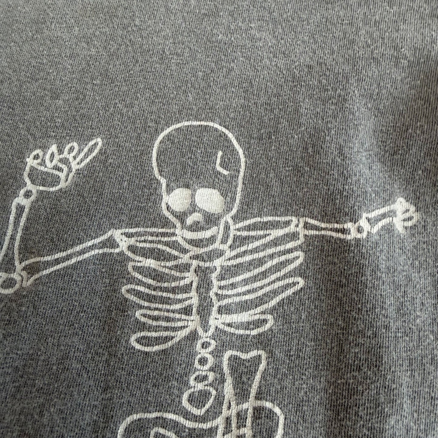 Project Social T Skeleton Skateboard Tee Grey Graphic Streetwear Goth Grunge L