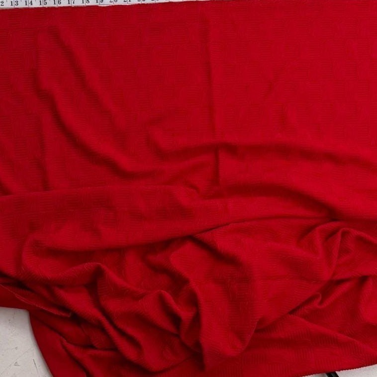 Vintage Red Textured Basketweave Cable Knit Fabric 54x60" Sewing Craft Material