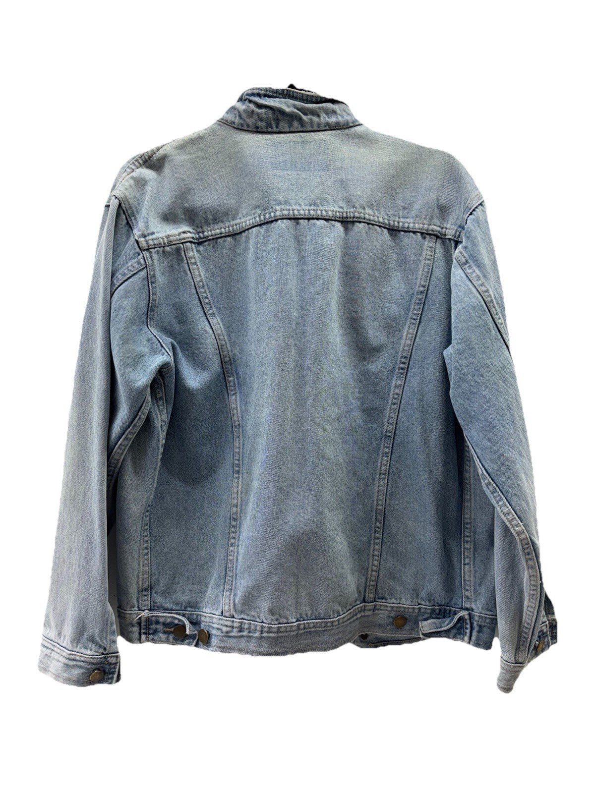 Vintage Oversized Light Wash Denim Jacket 80s 90s Unisex Grunge Distressed Lrge