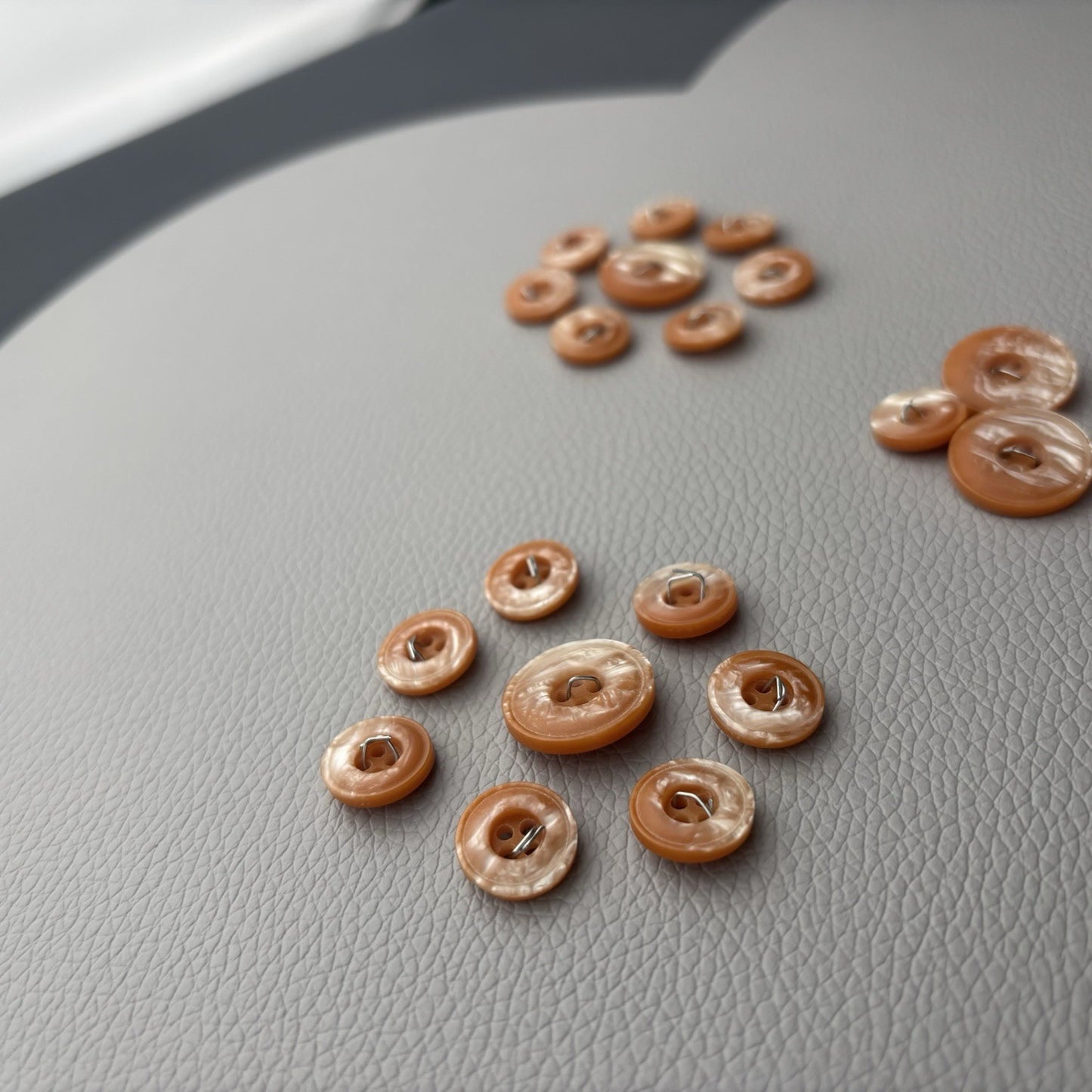 Caramel Pearl-Finish Button Lot | 20pcs Metal Shank Retro Sewing Buttons