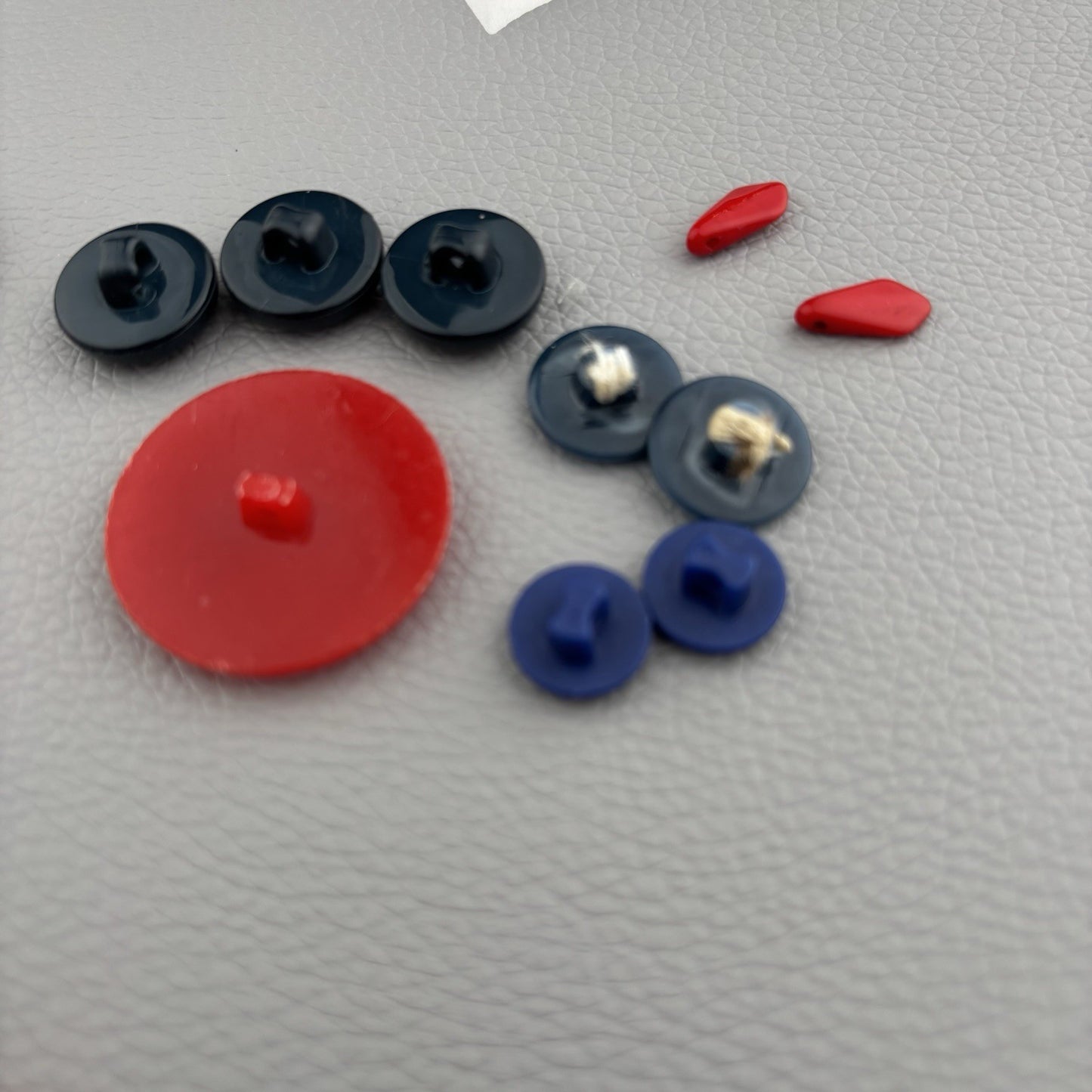 Red Blue White Badminton Button Lot ~ 37 Plastic Shank Craft Sewing Supply