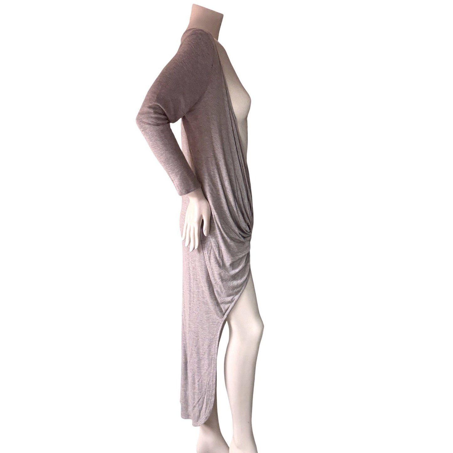 Gaze USA Draped Twist Front Dress High Low Maxi Avant Garde Gray M