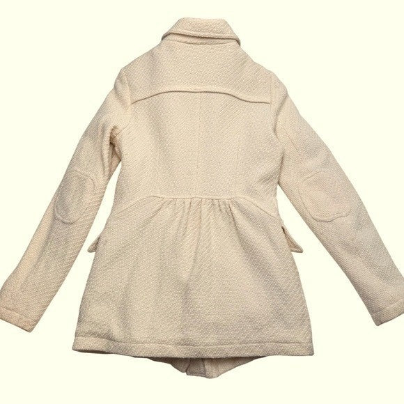 Billabong Cream Textured Peplum Coat Jacket Women's Size Small