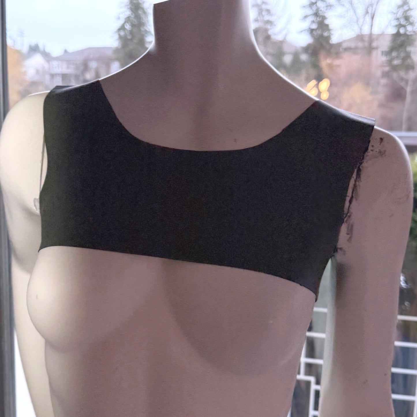 Simple Clothing Micro Crop Top Olive Green Faux Leather Cyberpunk Rave Size S