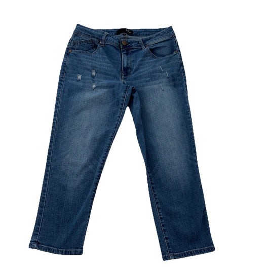 1822 Denim Jeans Womens 12 Ankle Tapered Blue Wash Stretch Distressed Basiccore