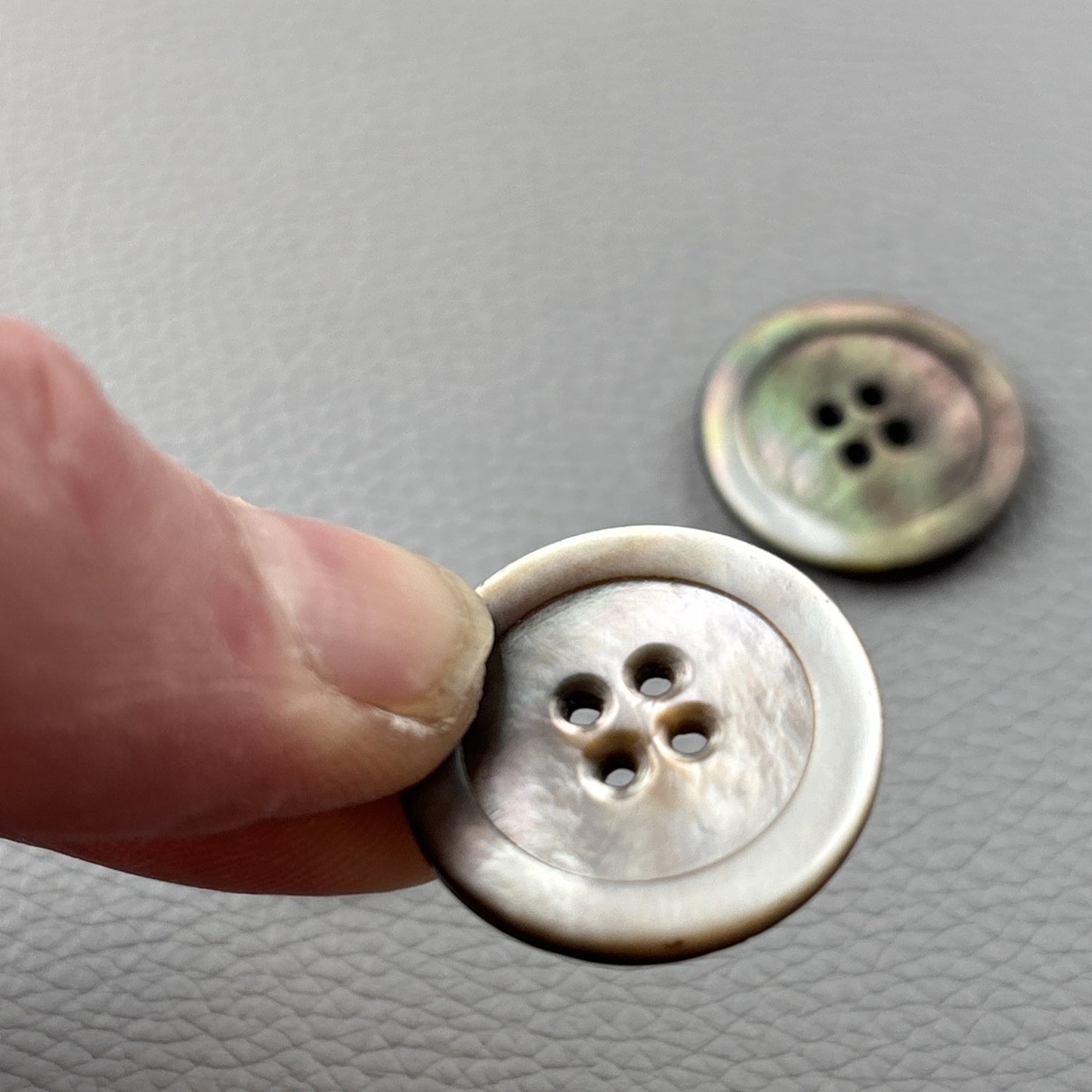 Vintage Mother Of Pearl Buttons. Lot Of 11 Two Hole And Four Hole Round Buttons