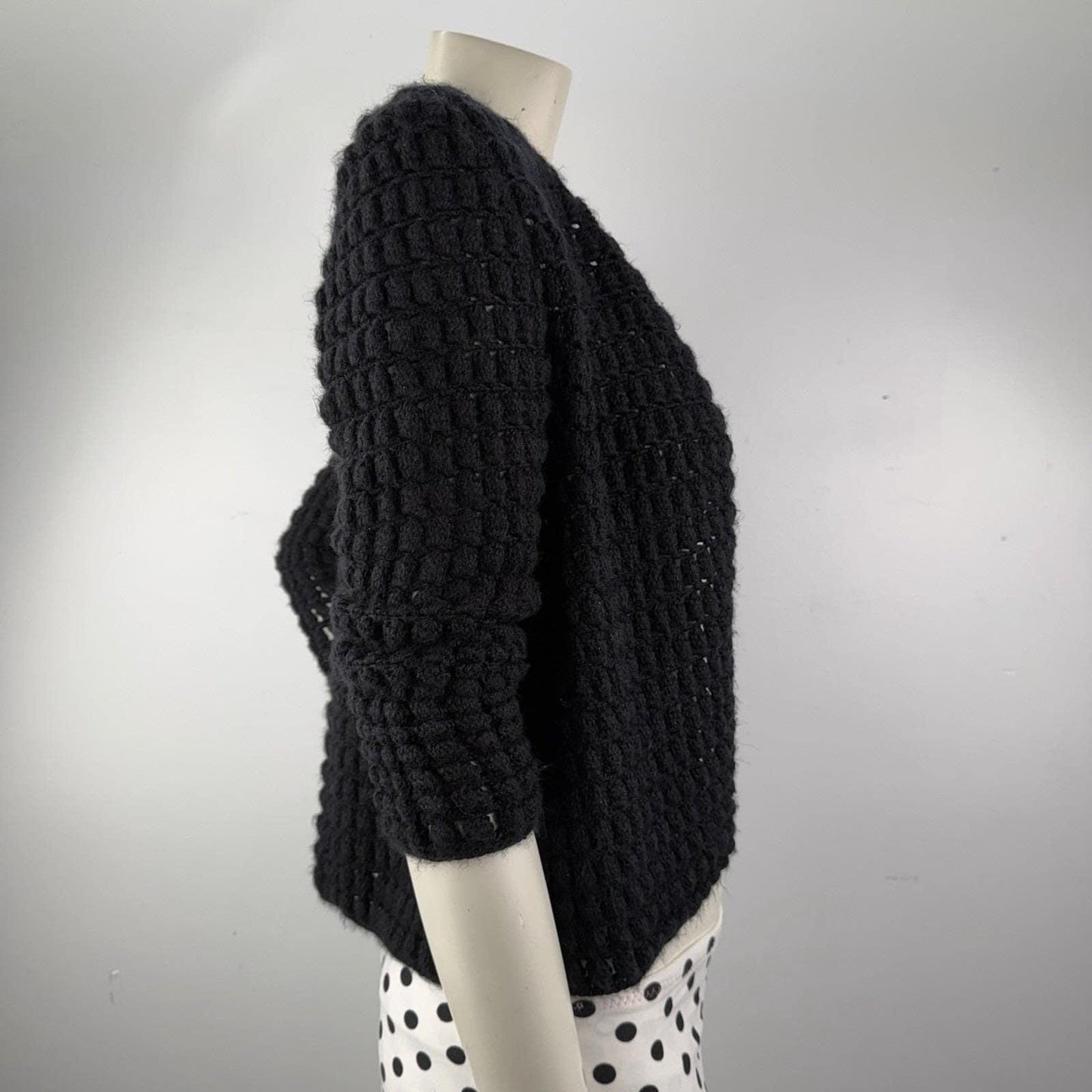 Vintage Black Handmade Cardigan Quiet Luxury Old Money Capsule Wardrobe Medium