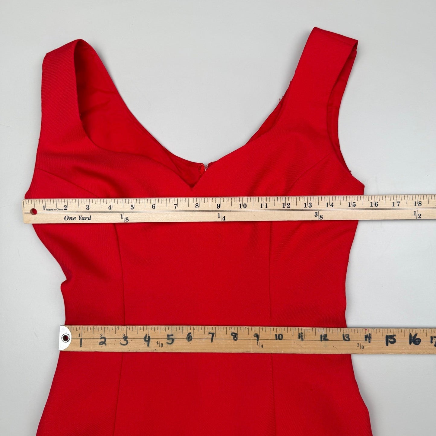 Vintage Red Mini Dress Sweetheart Neckline Front Slit 90s Y2K Aesthetic Small
