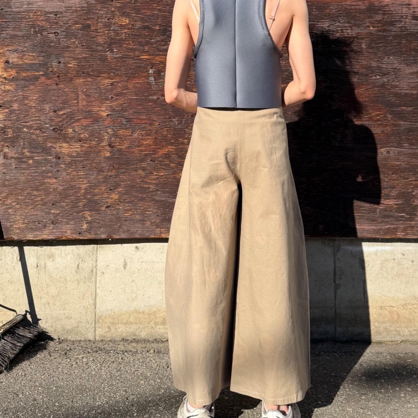 Simple  Wide Leg Trousers Tan Streetwear Rave Pants Large
