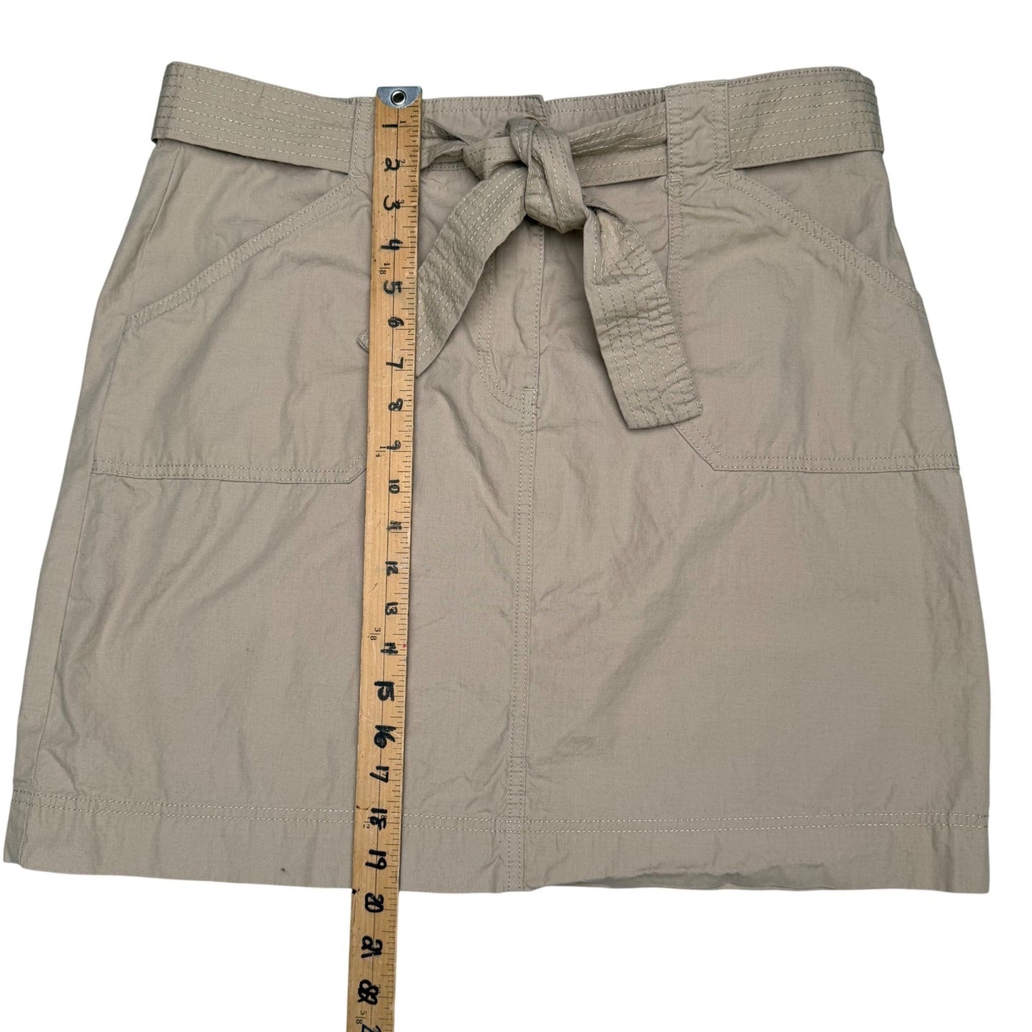 Arie Ariella Skirt Khaki Tan Cotton Belted Basiccore Coastal Grandma Women XL