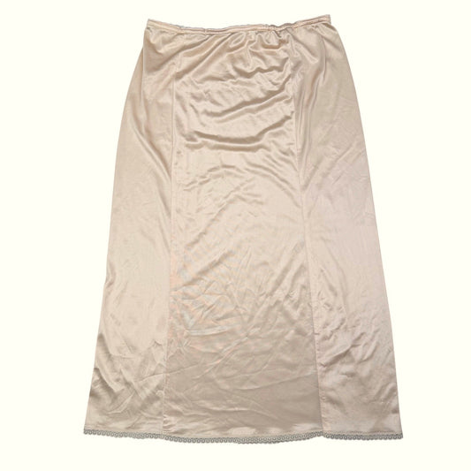 Vintage Half Slip Midi Skirt Champagne Lace Trim Coquette Regencycore Small