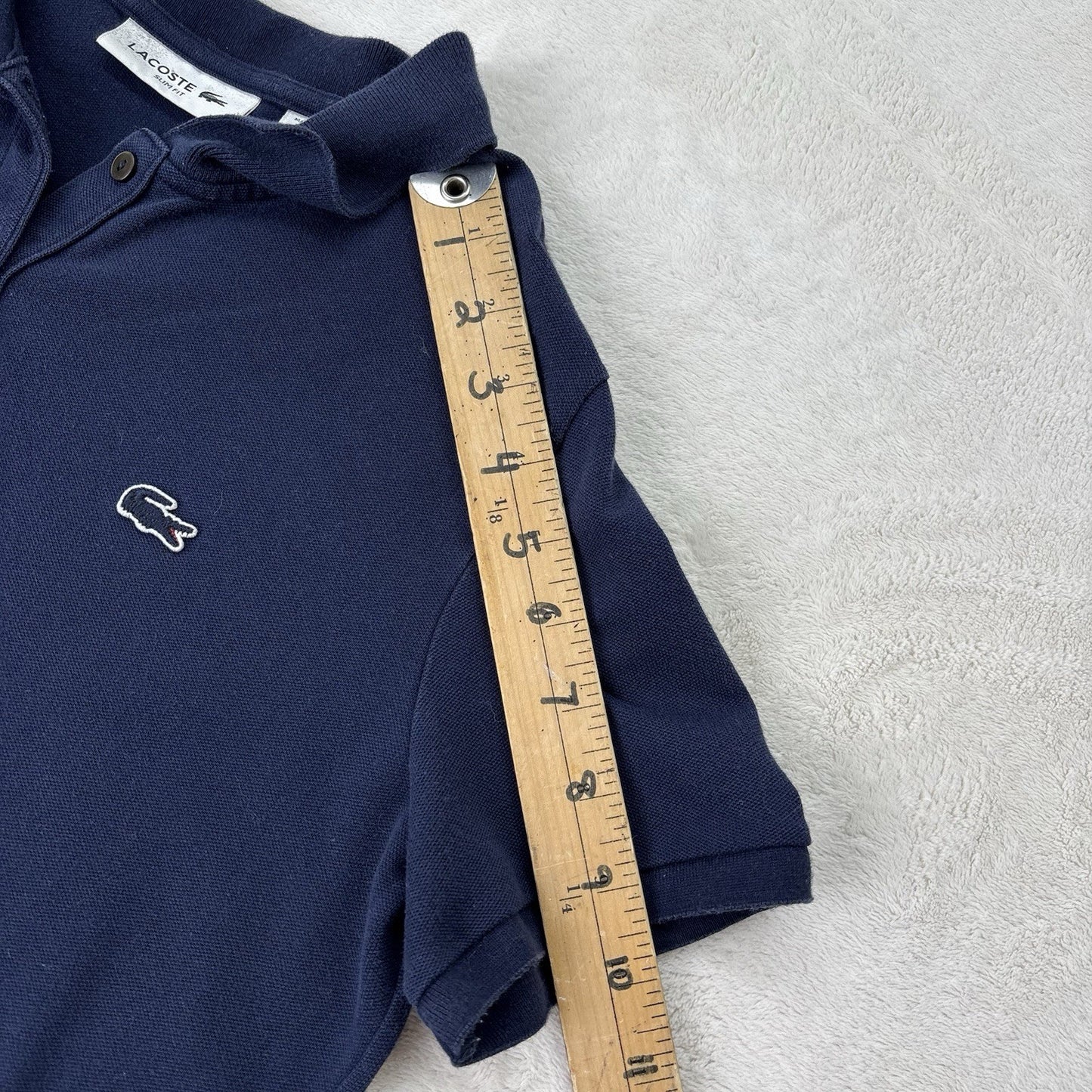 Lacoste Slim Fit Women’s Polo Shirt Navy Blue Size 42 Short Sleeve Classic Croc