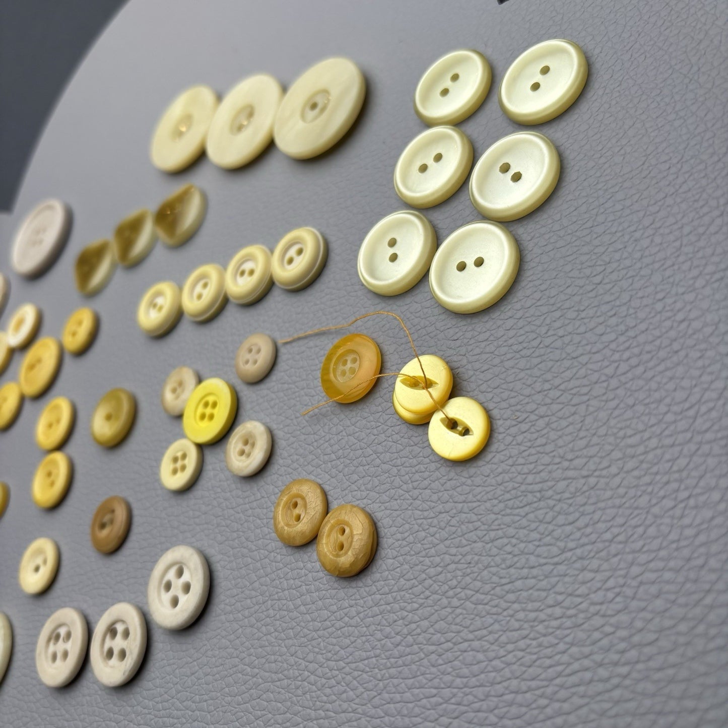 Vintage Yellow Beige Button 62 Lot Two Hole Four Hole Early Plastic Casein Stone