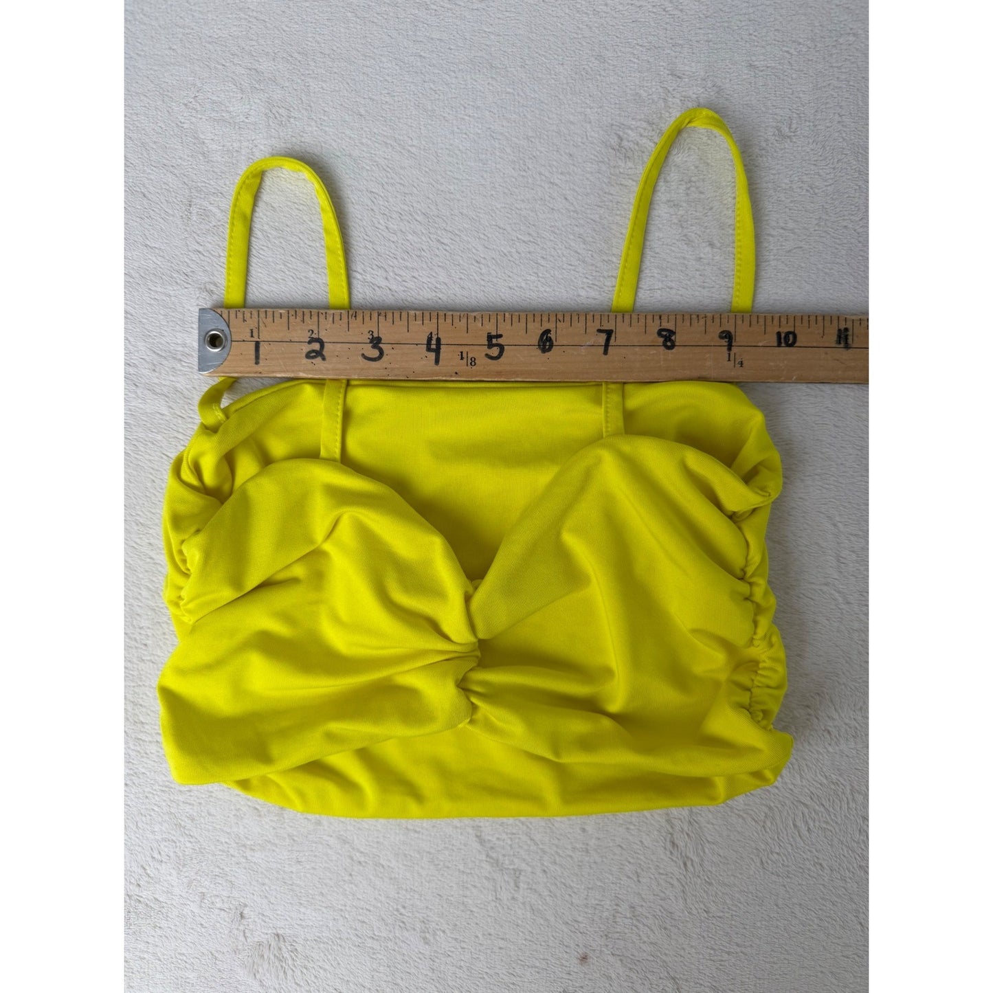 Neon Yellow Body Con Set  + Black Lycra Mini Skirt Club Rave Festival Outfit S
