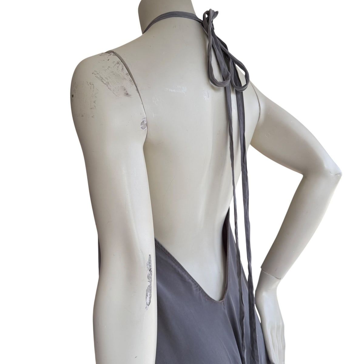 Simpłe Grey Halter Maxi Dress Fairycore Lagenlook Handmade BC OS