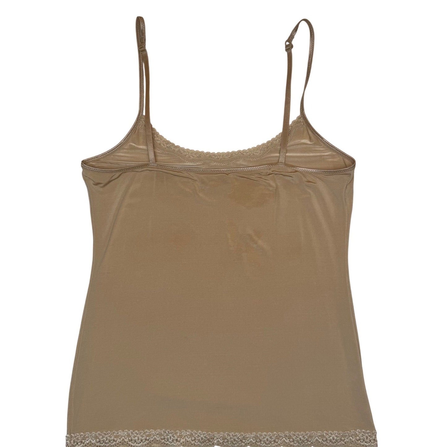 Jockey Camisole Tan Lace Trim Tactel Nylon Lycra Stretch Basic Minimalist M