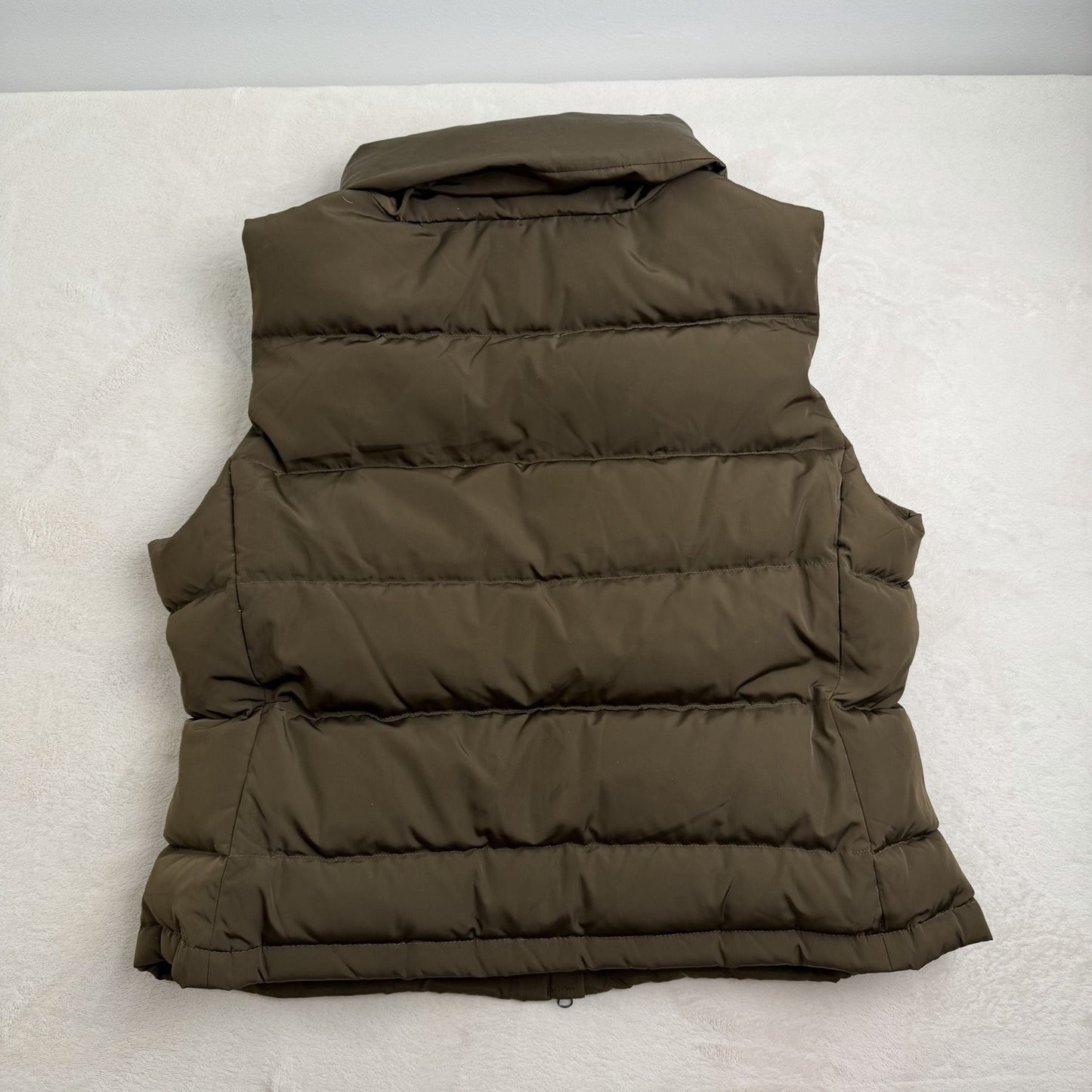 Talbots Womens Olive Green Puffer Vest Zip Front Duck Down Feather Gorpcore XL