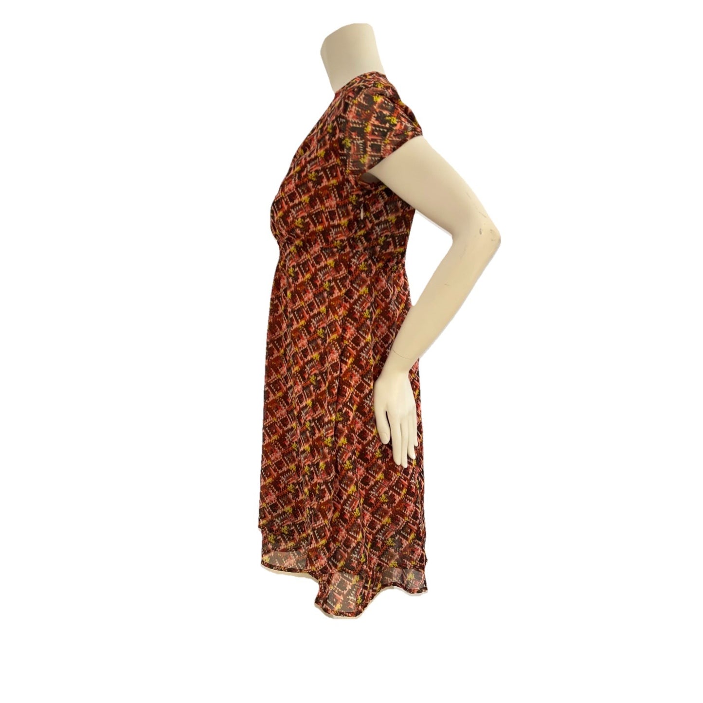 Esprit Baby Doll  V-Neck Dress Women’s Boho Summer Festival Sz Large Earthcore