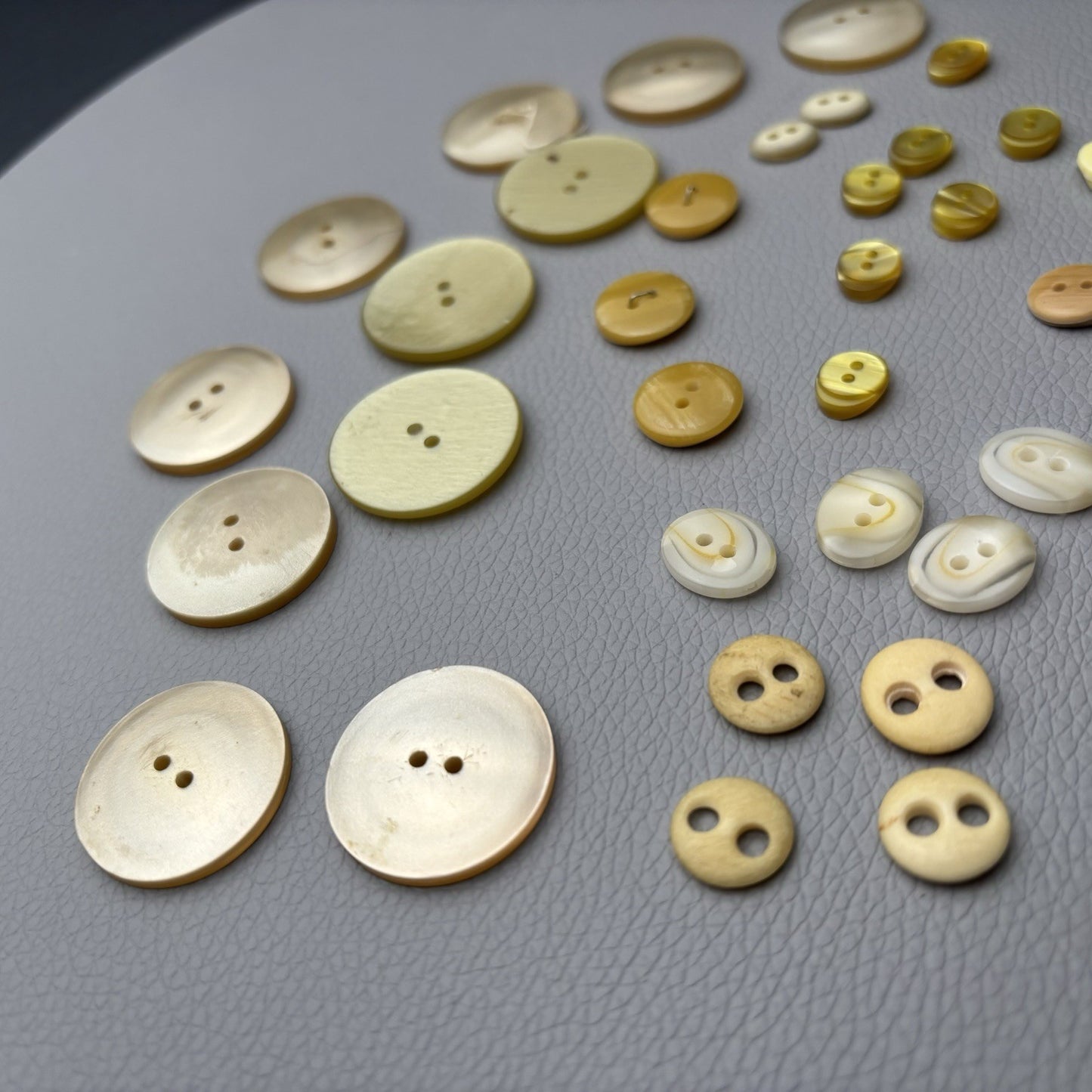 Vintage Mixed Button Lot (60pcs) – Earth Tone Neutrals + Soft Pastels  40’s-60’s