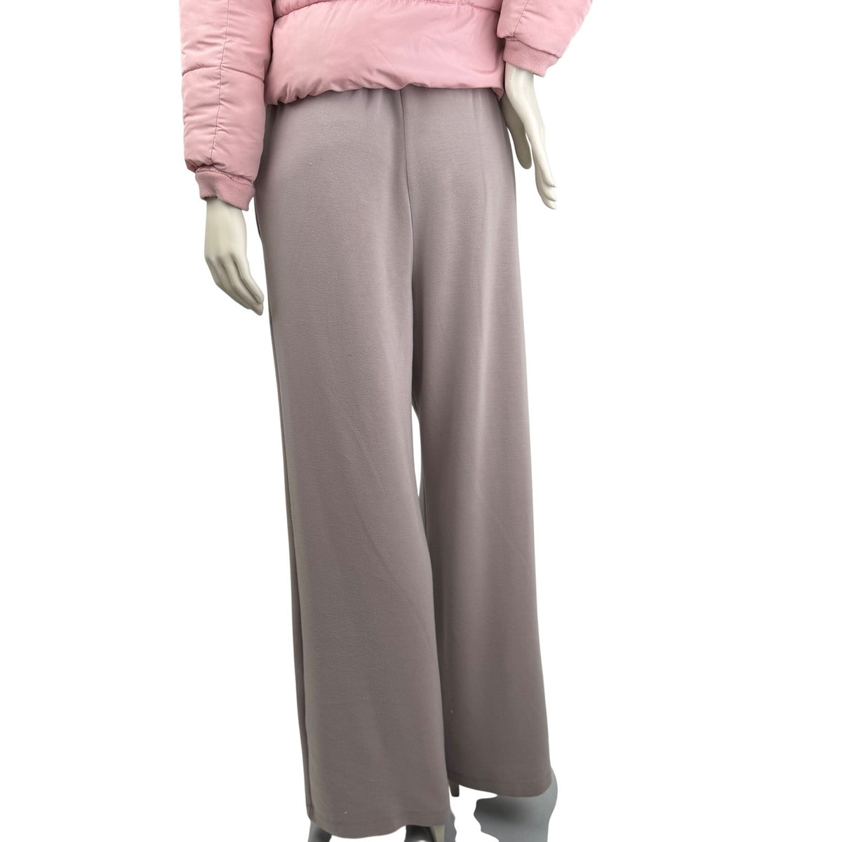 Sage Collective Wide Leg Lounge Pants Front Seam High Rise Taupe Mauve Large