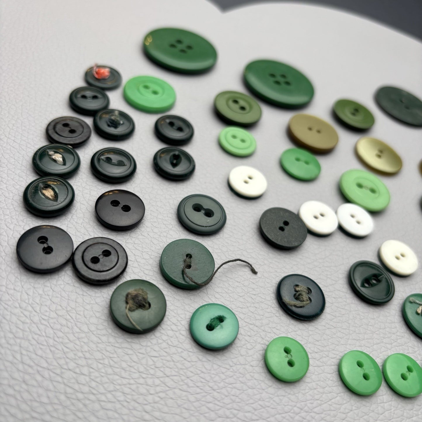 Vintage Green Button Lot 58 Piece Emerald, Olive, Chartreuse & Swirl Designs –