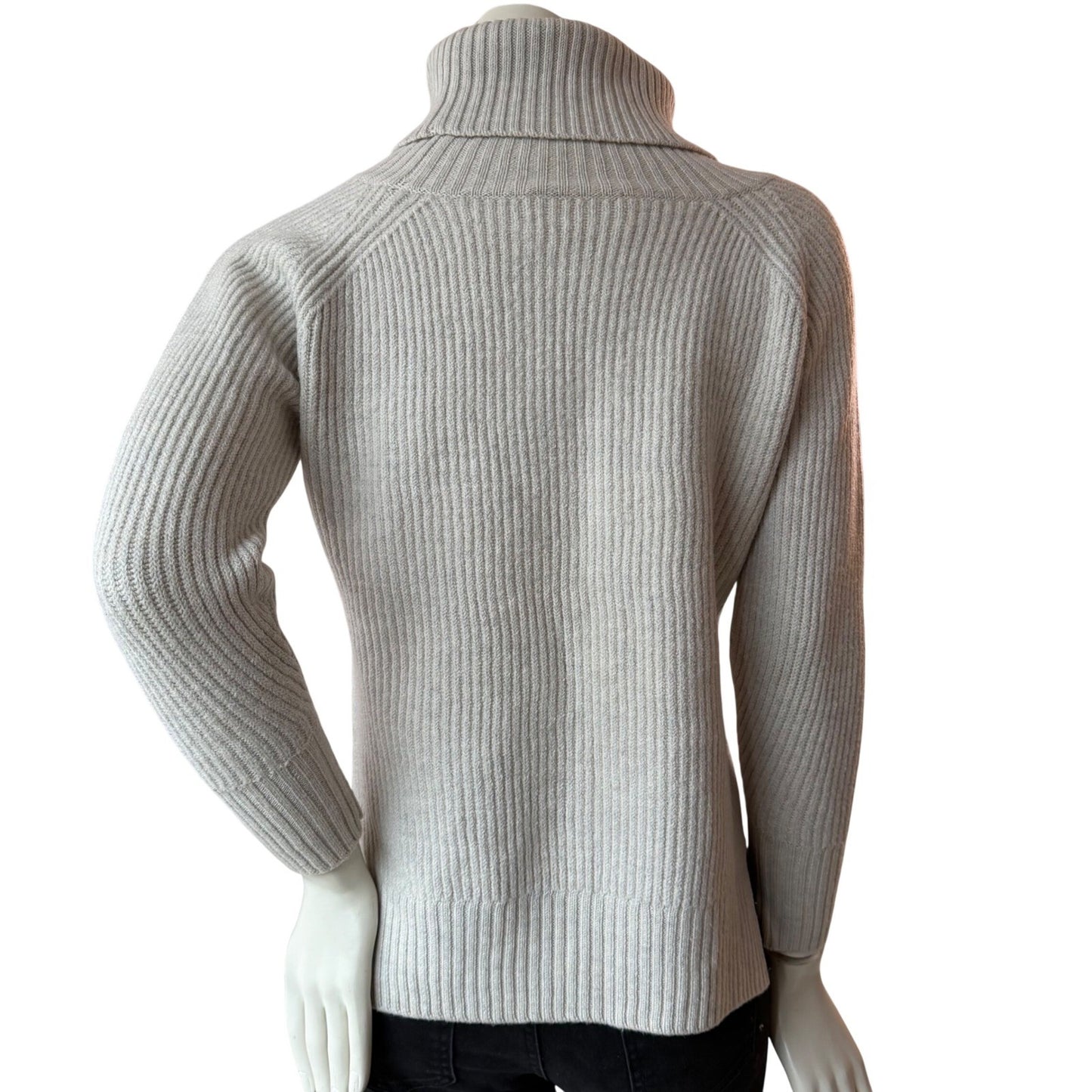 Aritzia Sweater Wilfred Free 100% Merino Wool Ribbed Turtleneck Gray Old Money