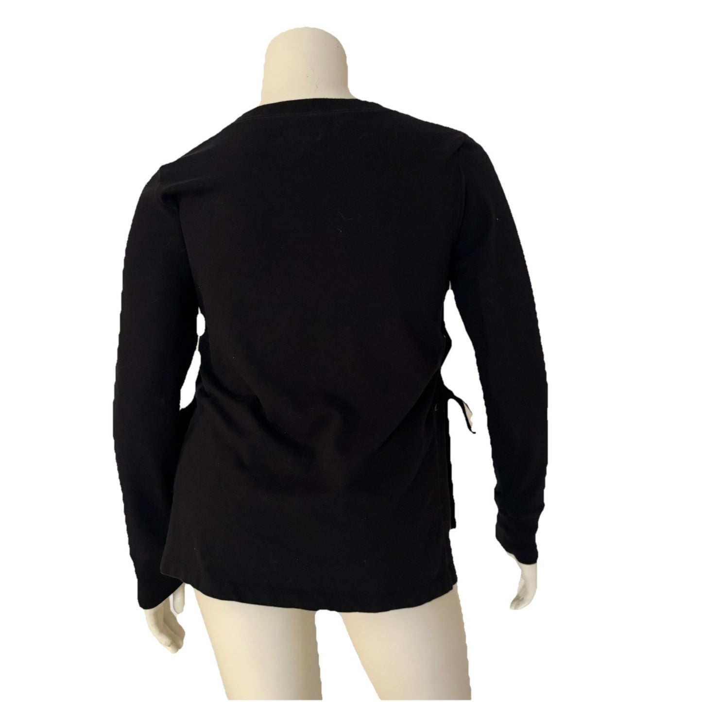 Well + Calm Black Sweattop Women’s Large Grommets Lace Up Sides Gothcore Y2K
