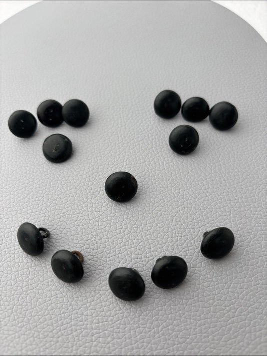 Victorian Black Mourning Buttons Set Papier Mâché Metal Shank Antique Rare Lot