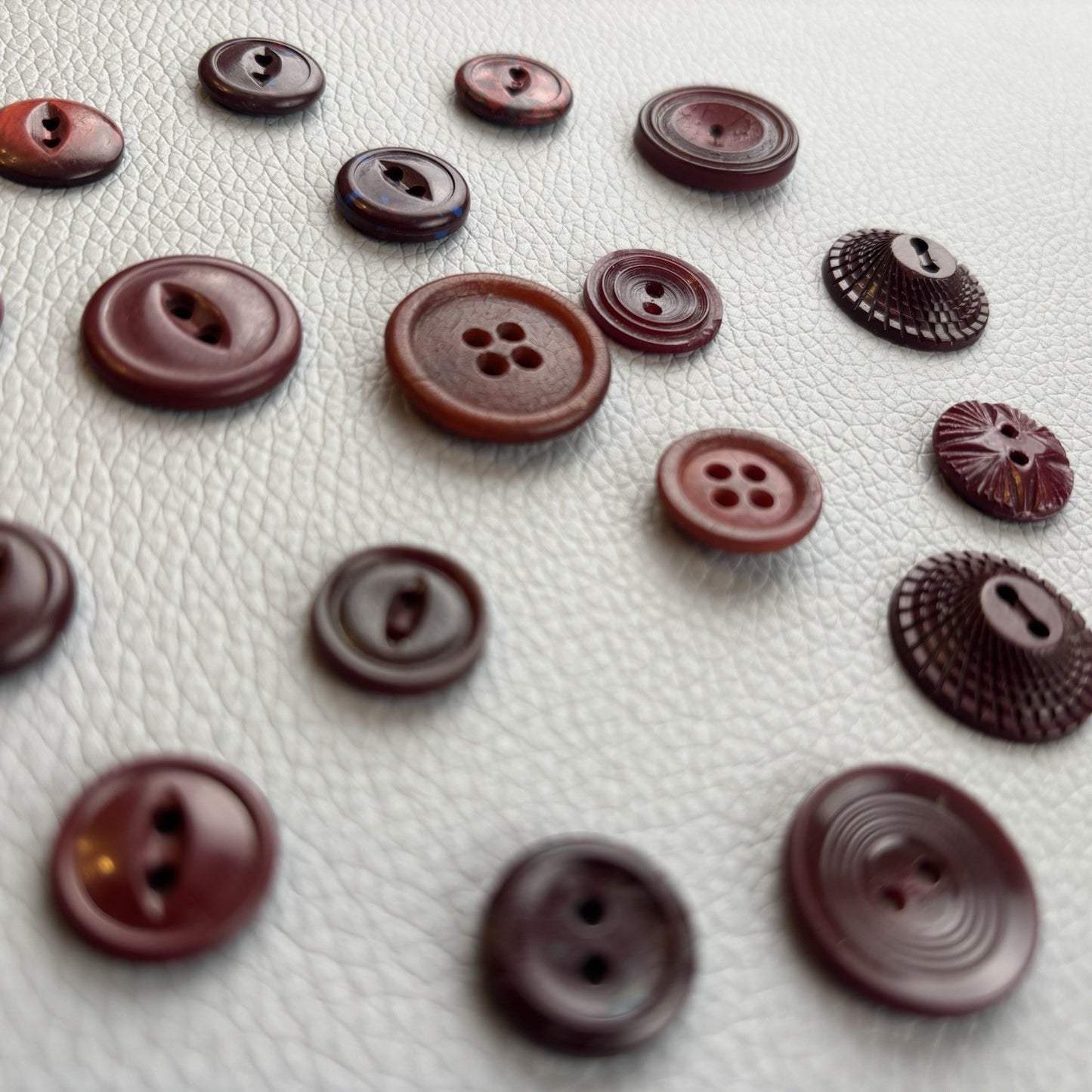 Vintage Burgundy Red Buttons Lot. 18 Piece Two Hole Four Hole Small Md Crafts