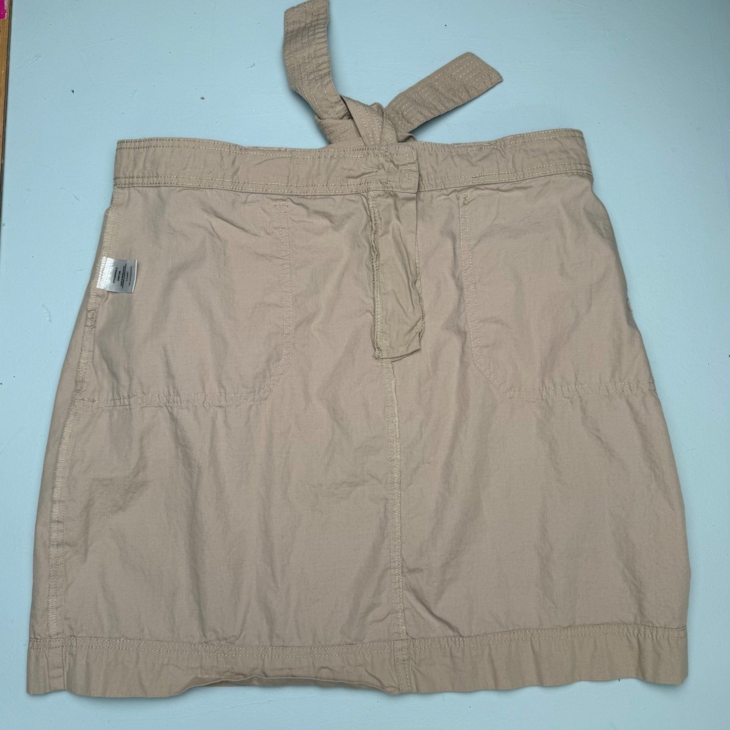 Arie Ariella Skirt Khaki Tan Cotton Belted Basiccore Coastal Grandma Women XL