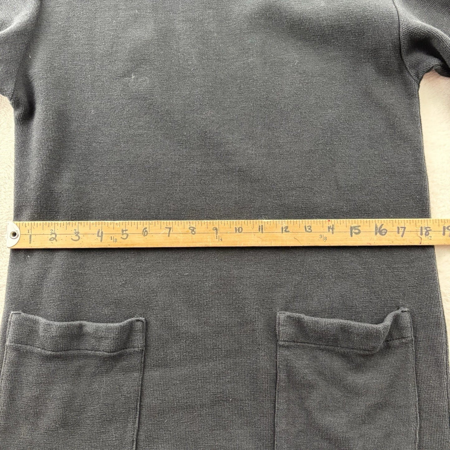 Black Knit Sweatshirt Dress Pocket Mini Tunic by FUN TIME | Long Sleeve | Sz Md