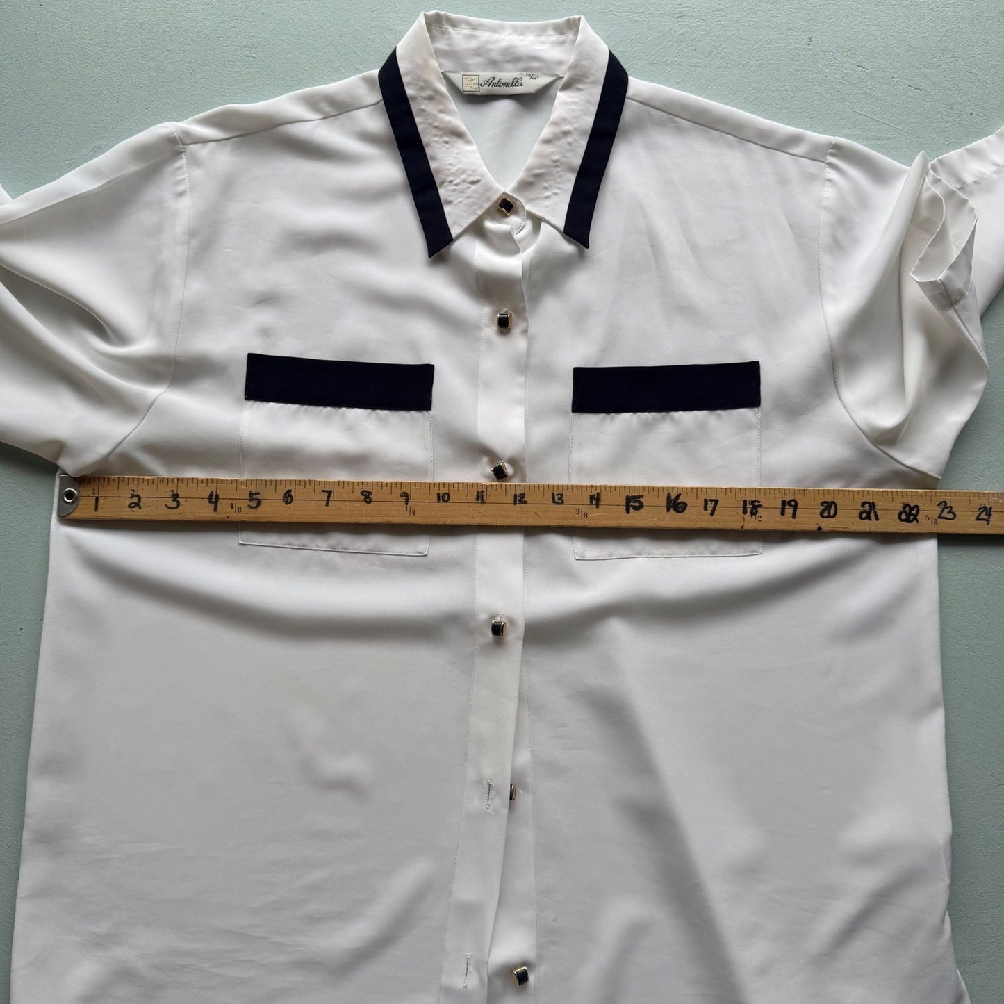 Vintage Antonella Short Sleeve Blouse Preppy Old Money Light Academia Sz 13/14