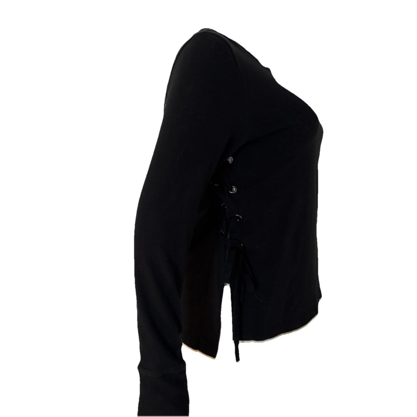 Well + Calm Black Sweattop Women’s Large Grommets Lace Up Sides Gothcore Y2K