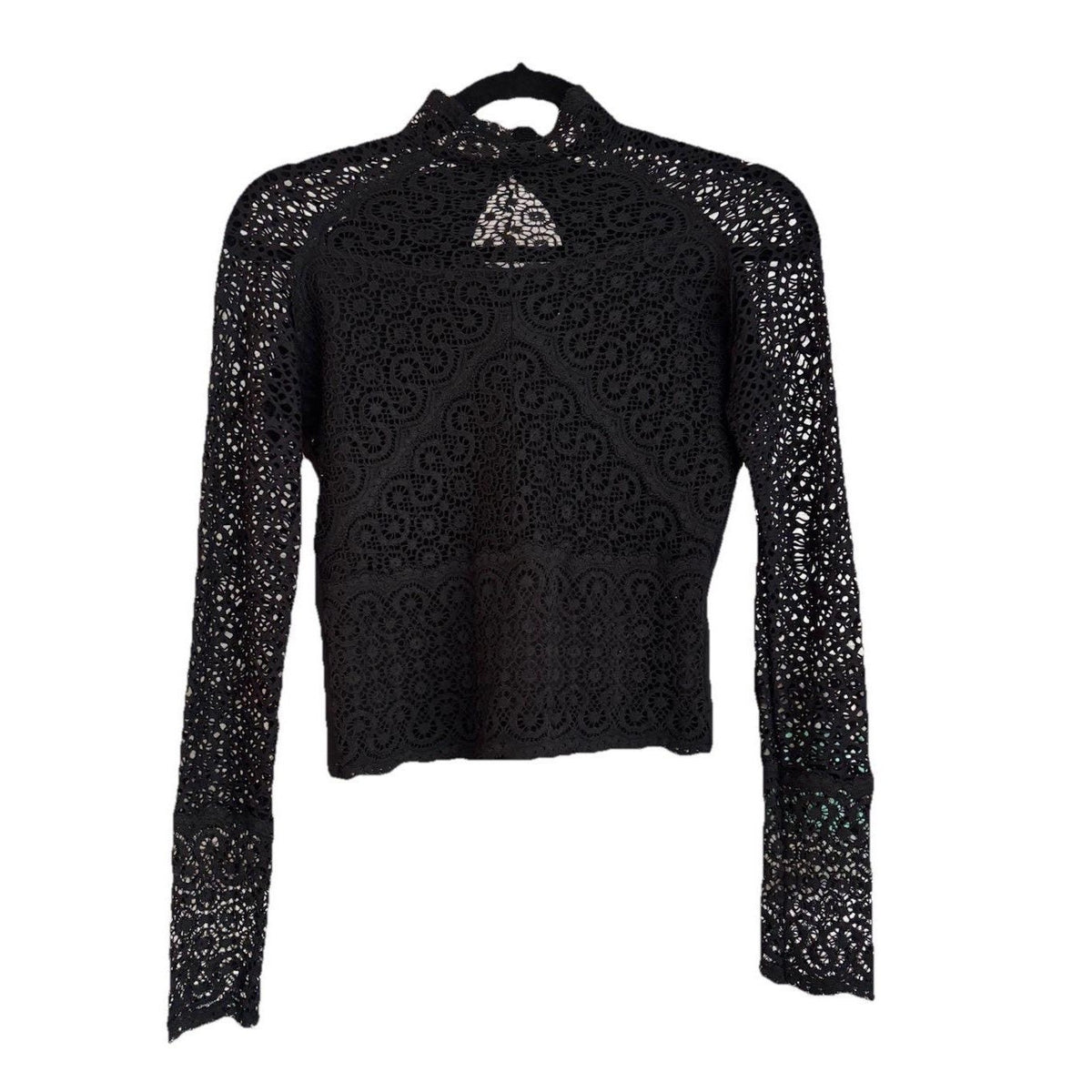 Sagaie Black Lace Mock Neck Top | Size 2