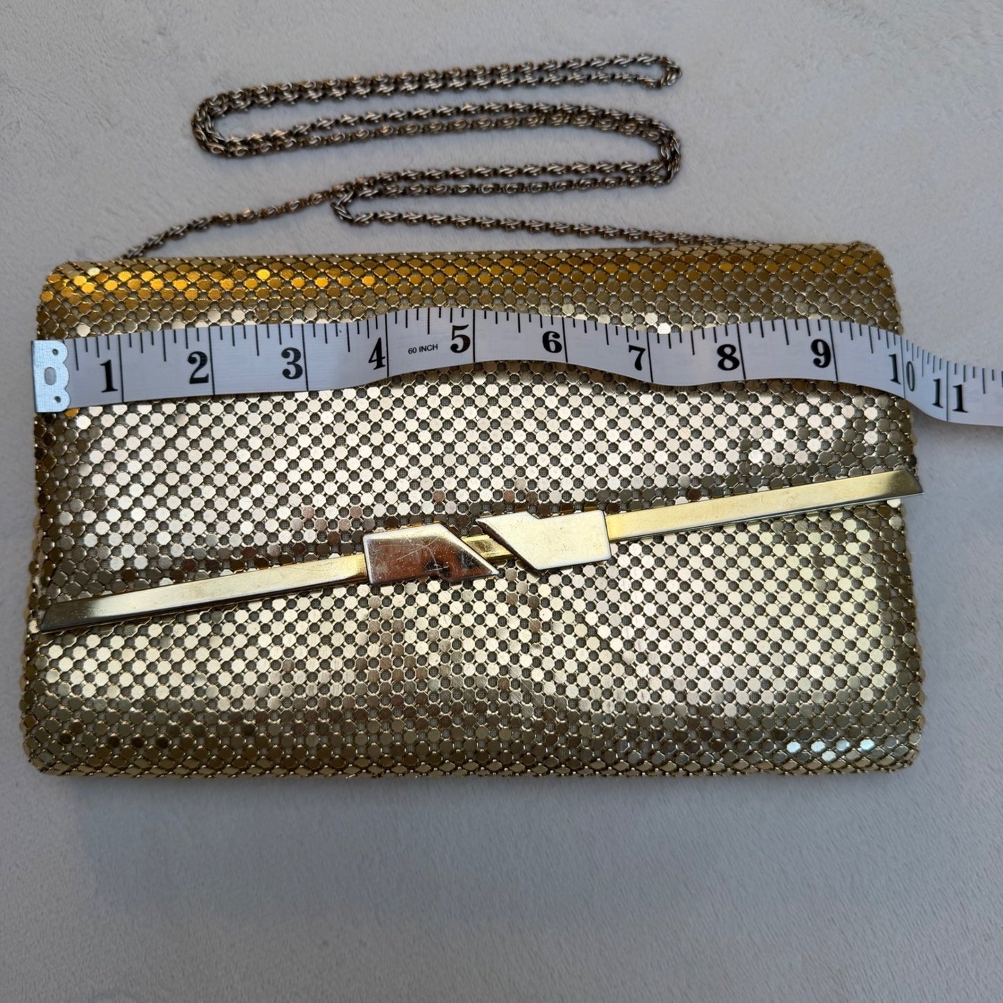 Vintage Purse 1960's Shoulder Strap Gold Chain link Pockets Zip Magnetic Snap