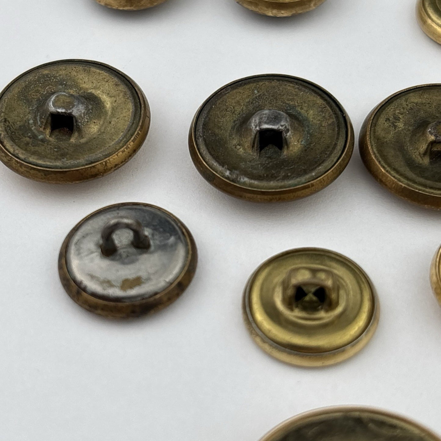 Vintage Brass & Gold Button Lot – Embossed, Hammered & Textured Mix, 31 Pieces