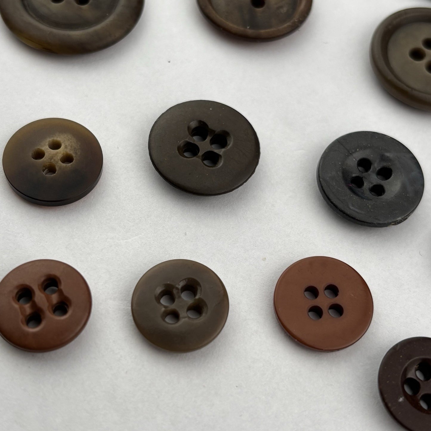 Vintage Bakelite Button Lot (13 Pcs) – Rich Brown, Horn, and Marbled Tones