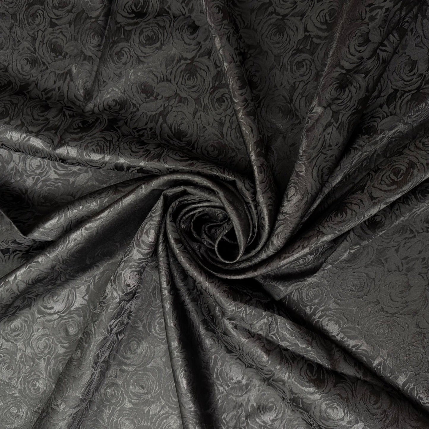 Black Rose Floral Jacquard Fabric Woven Tone-on-Tone 45x48 1.3 Yards