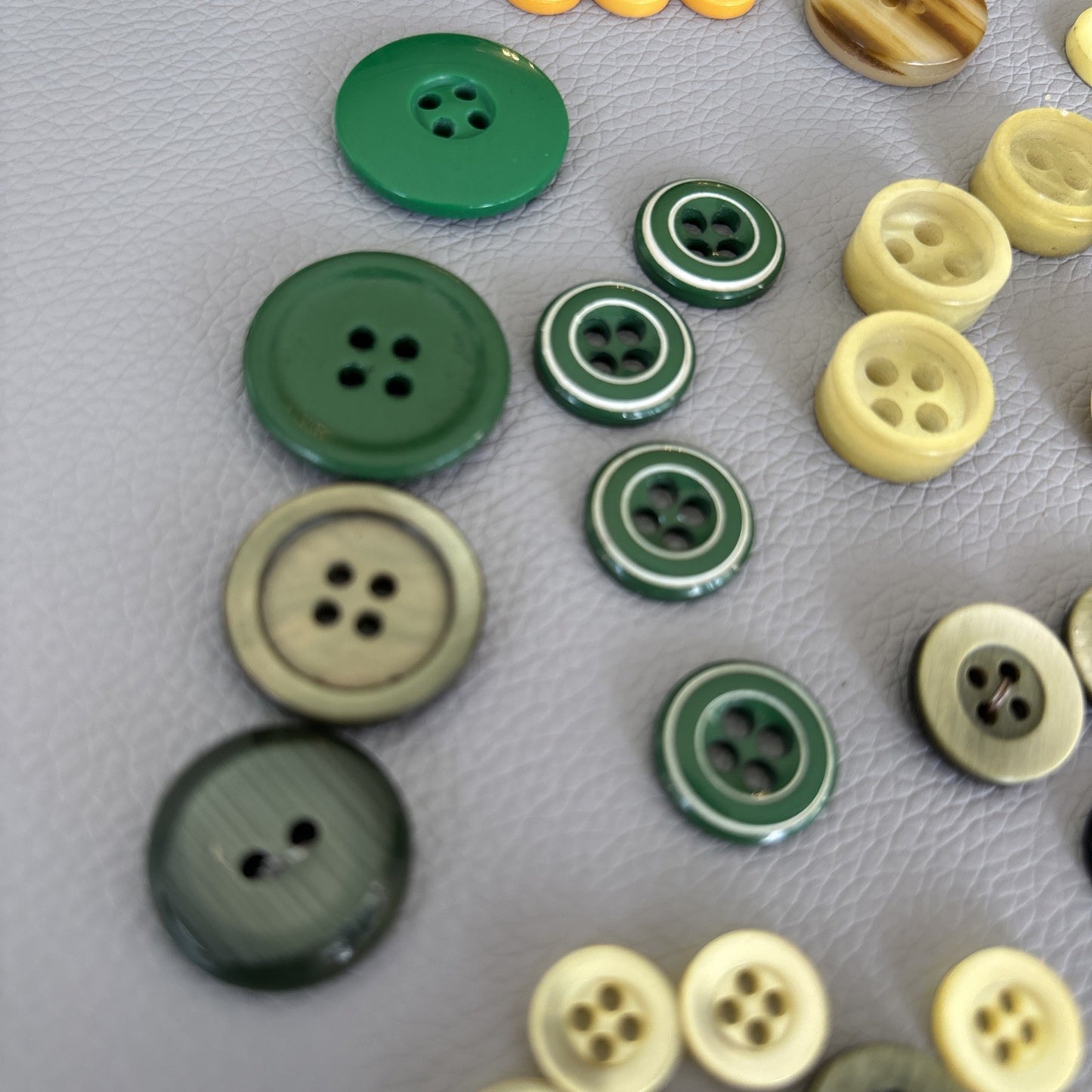 Vintage 1930s–50s Button Lot • Bakelite Casein Catalin Mix • Green Cream Amber