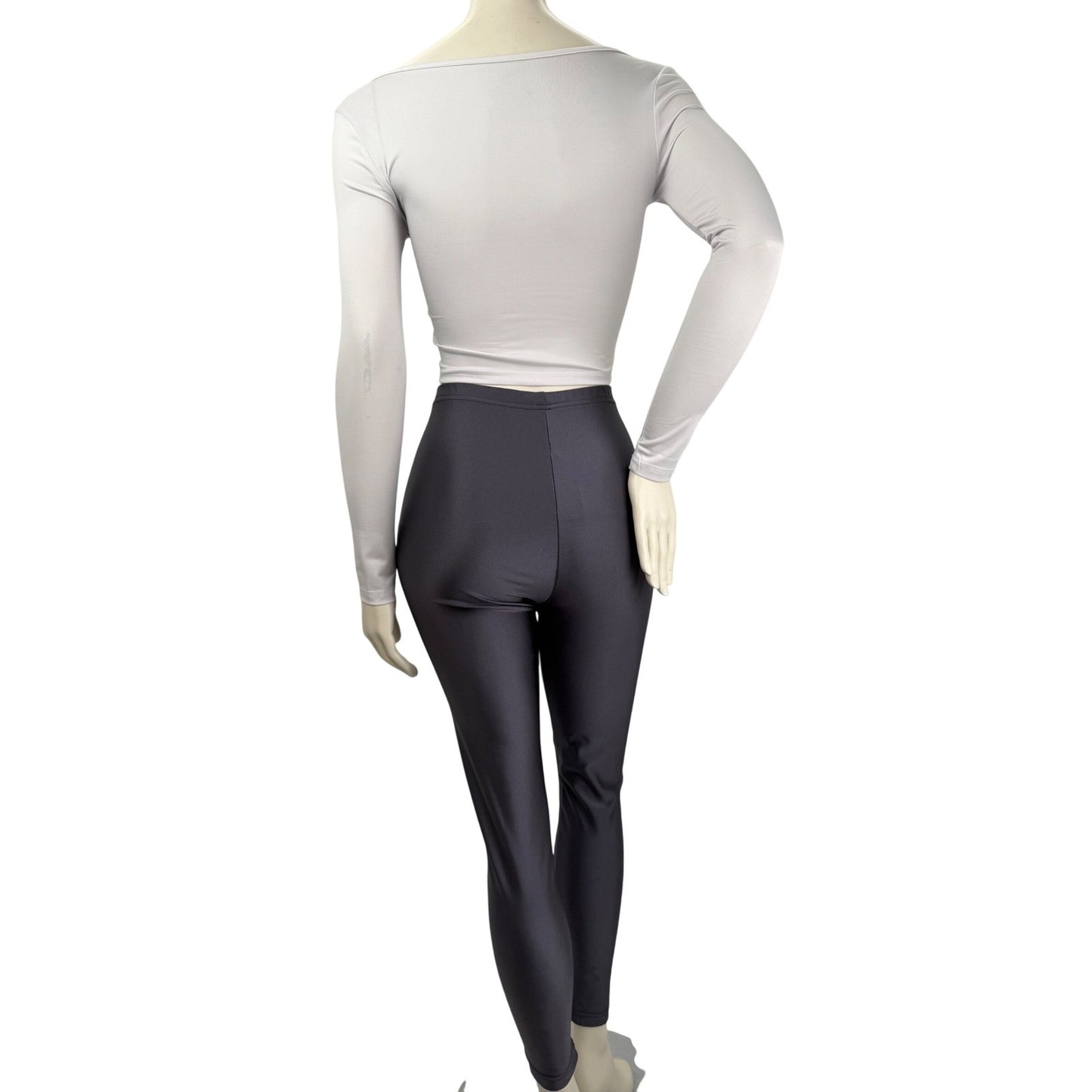 American Apparel Silver Leggings Large ~ Shein  White Crop Top Small Balletcore