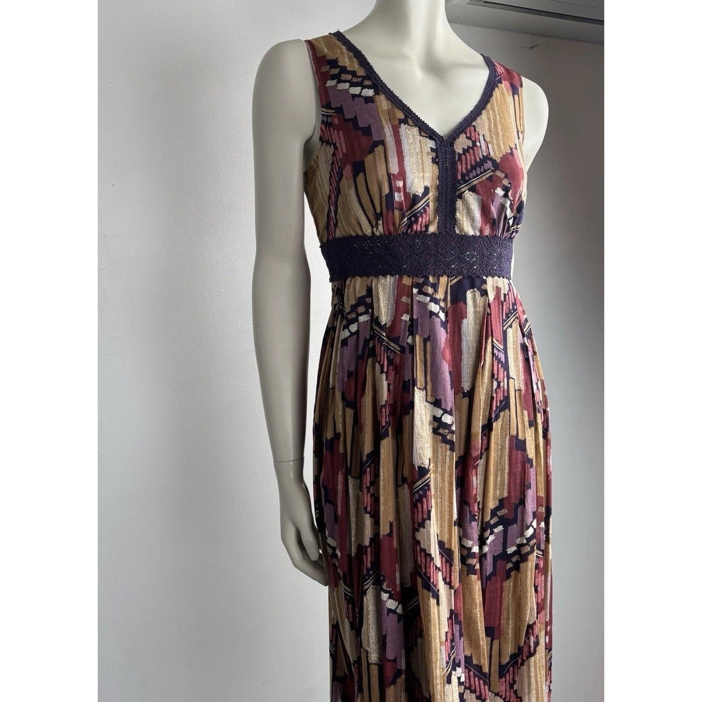 Axcess by Liz Claiborne Abstract Print Sleeveless Dress Boho Retro Style M