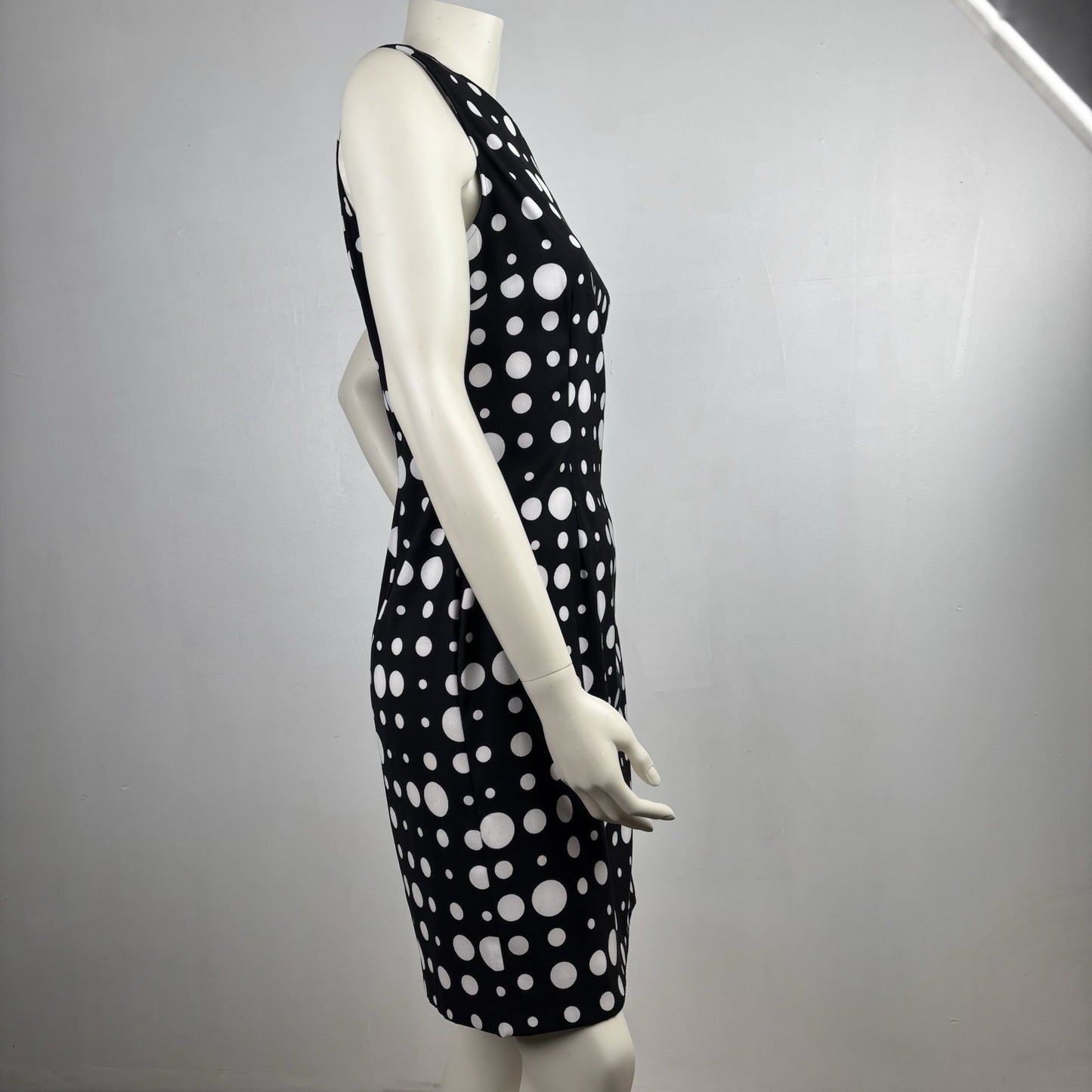 Connected Women's Black And White Polka Dot Dress Sleeveless Size 12 Boatneck