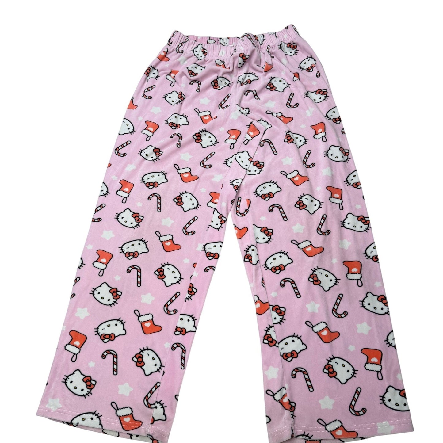 Hello Kitty Pajama Set Christmas Pink Plush Kawaii Coquette Sanrio Sleepwear XL