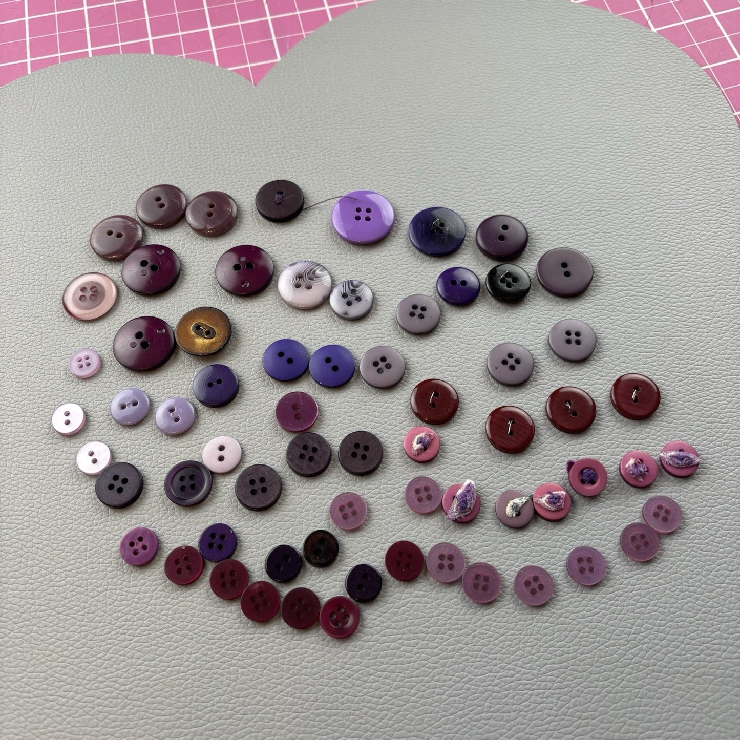 Vintage + New Purple Two Hole + Four Hole Round Button Lot 67 Pieces Sew Crafts