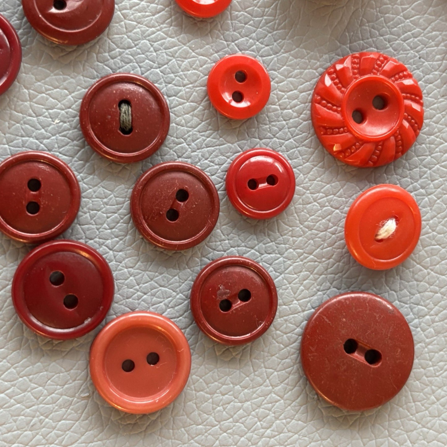 Vintage Red Button Lot Two Hole, Early Plastics Sewing Crafts Small Medium Large